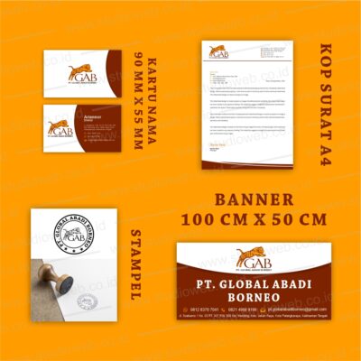 logo, banner, kop surat, stampel dan kartu nama PT. GAB