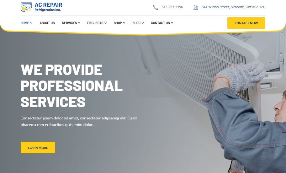 contoh ilustrasi website servis ac